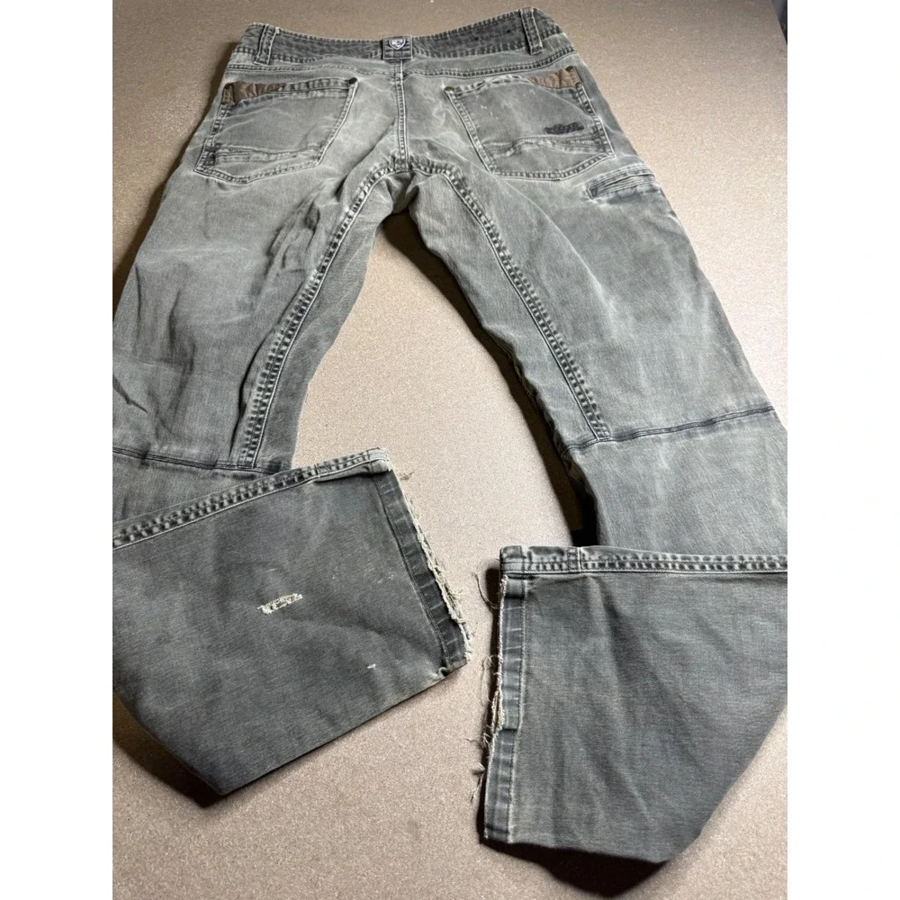 Kuhl Easy Rydr Mens Gray Faded Distressed Utility Work Pants 32x32 Articulated